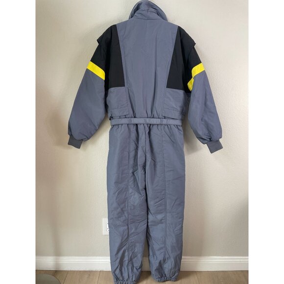 Vintage Tyrolia By Head Mens Large Ski Snowsuit Gray Black Yellow One Piece Suit - Picture 10 of 11